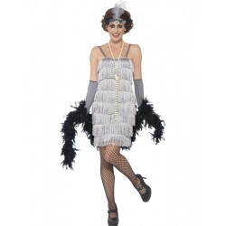 Kostým Flapper krátké šaty stříbrné